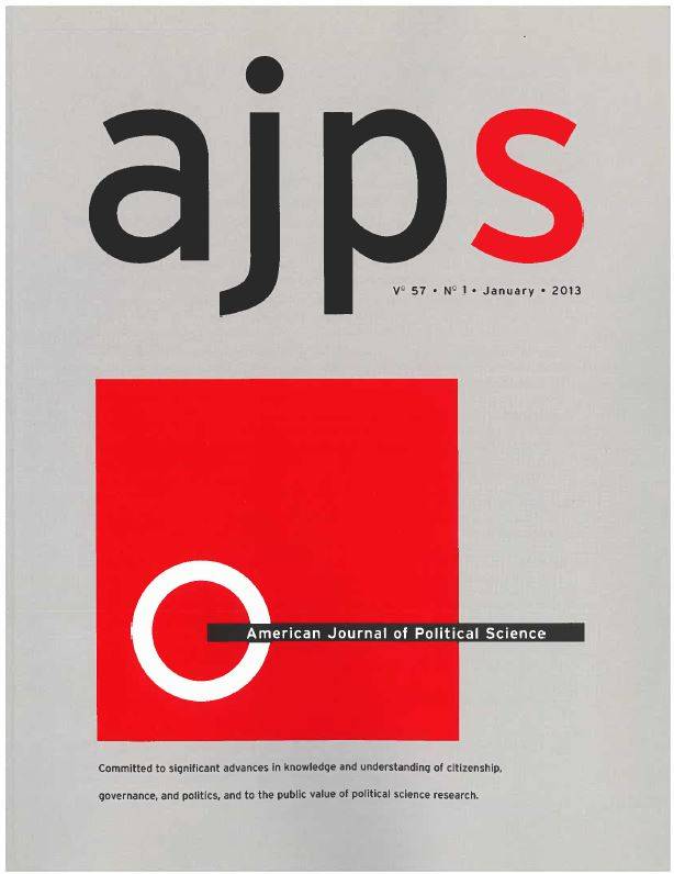 journal titled American Journal of Political Science, January 2013.